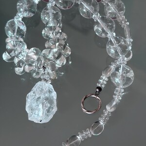 Rosalynn - Rock Crystal necklace with artisan glass beads, sterling silver clasp. Necklace and earrings. image 5