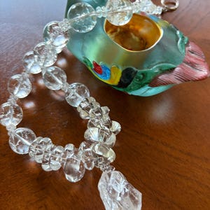 Rosalynn - Rock Crystal necklace with artisan glass beads, sterling silver clasp. Necklace and earrings. image 6