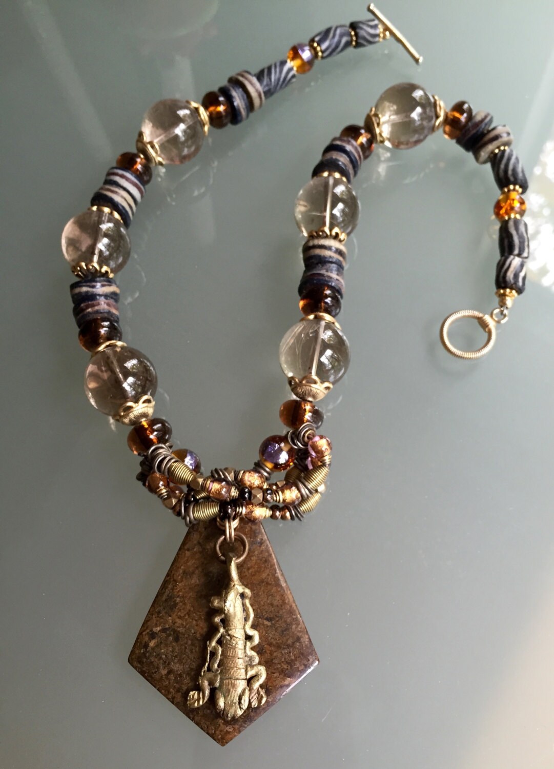Sybilla Rutilated Quartz African Beads Czech Hand-made and - Etsy