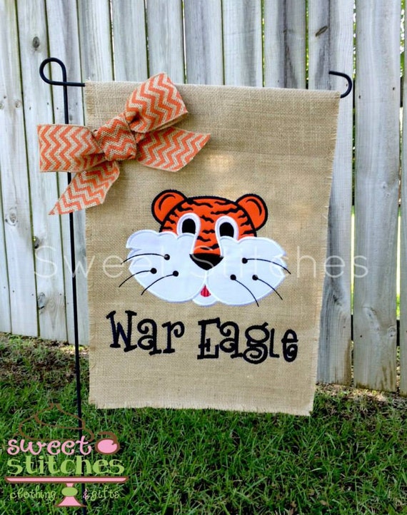 Auburn University Aubie Tiger Burlap Personalized Image 0