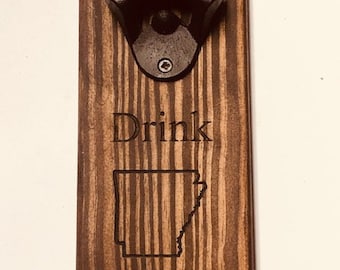 Engraved State Wooden Beer Bottle Opener: Rustic Groomsman Gift