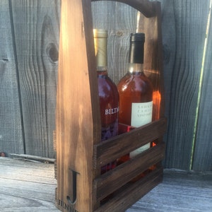 Rustic Engraved Wine Caddy: Personalized Wood Carrier