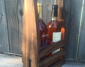 Rustic Engraved Wine Caddy: Personalized Wood Carrier