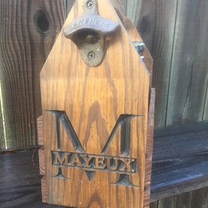 Personalized engraved beer carrier tote with name through initial design great for Groomsman&#39;s gift wedding gift with bottle opener 6 slots