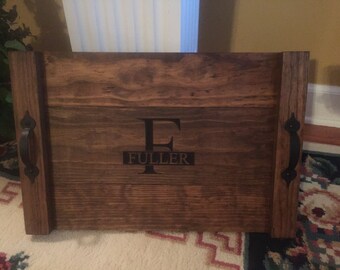 Rustic personalized reclaimed wood engraved serving tray Valentines wedding gift mothers day birthday anniversary party favor