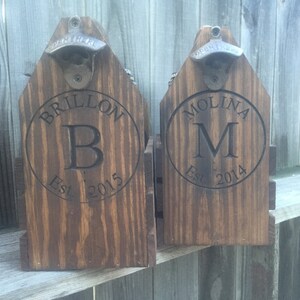 Two 2 personalized engraved beer carriers both names and initial wedding gift groomsman best man gift.