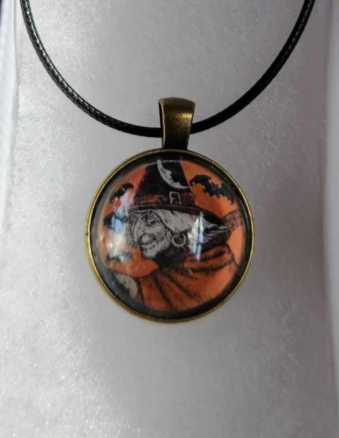 Vintage Halloween Witch Pendant - Etsy