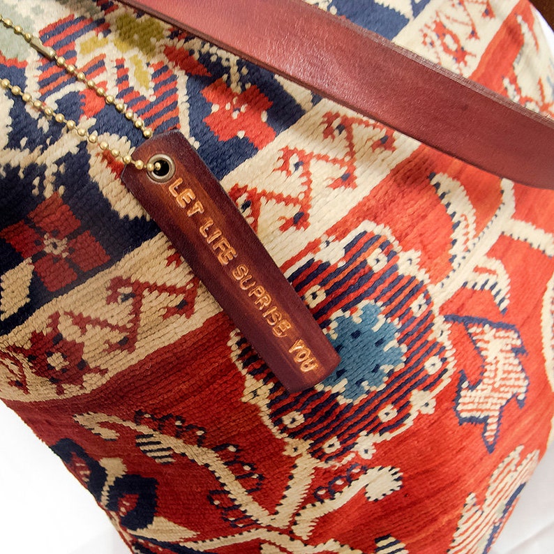 Silk carpet shoulder bag, Floral gypsy tote bag, Floral silk rug shoulder bag, Let life surprise you, Weekender, Traveller image 2