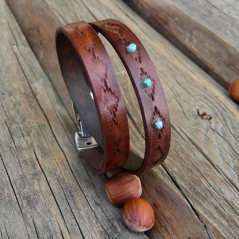 Men's Leather Bracelet Tribal Leather Bracelet With Etsy
