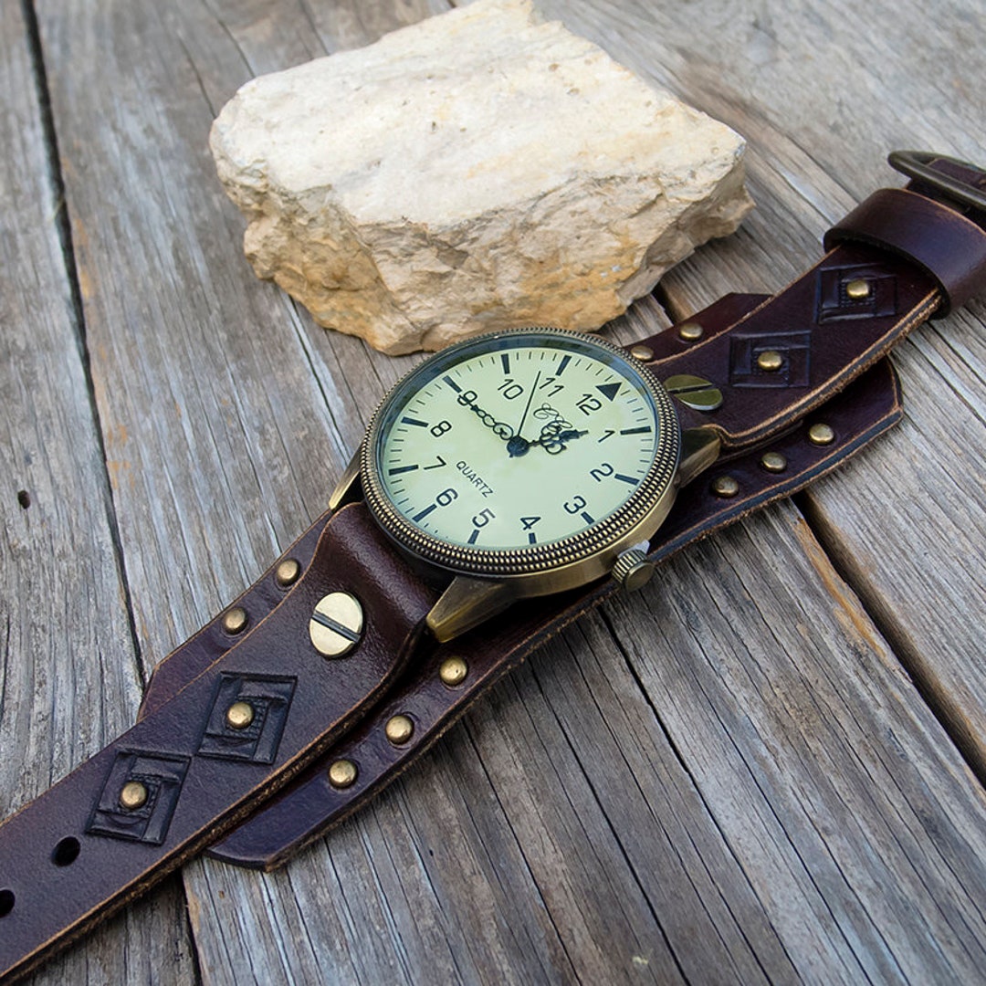 Mens/women Leather Watch, Womens Leather Watch, Leather Cuff Watch ...