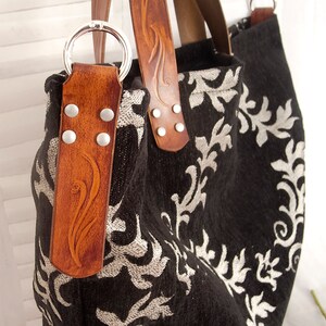 Black French tapestry bag, Large French floral tote bag, Tapestry soulder bag, Floral gobelin weekender bag image 5