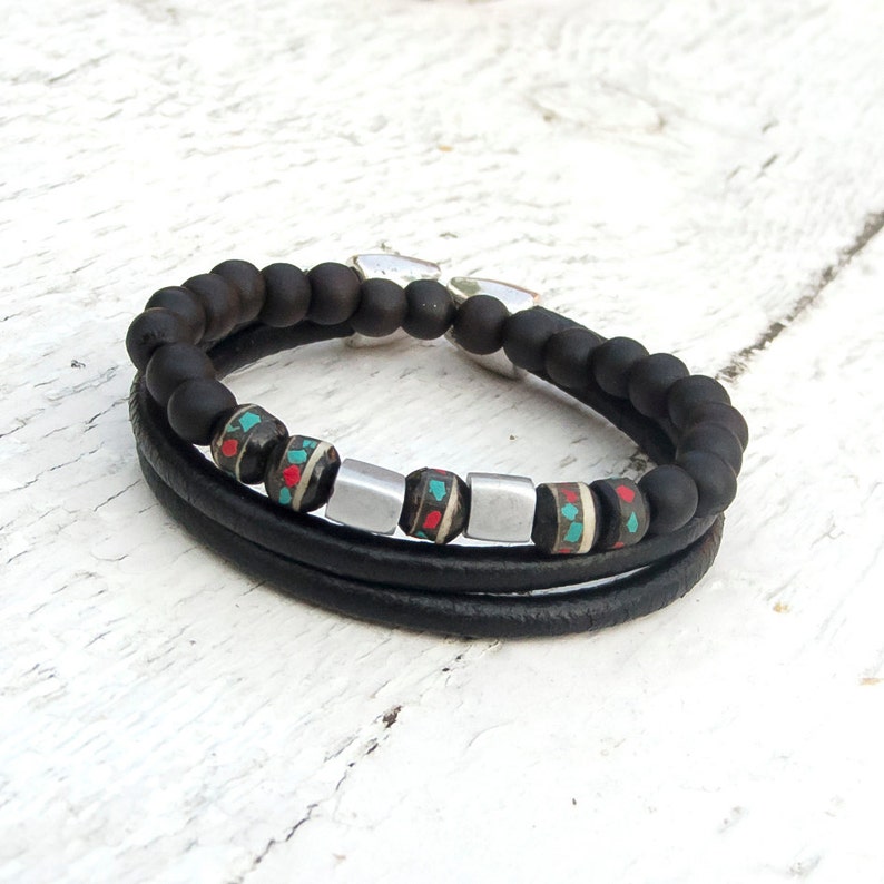 Mens Leather Bracelet Ethnic Bracelet Tribal Bracelet Mens Etsy