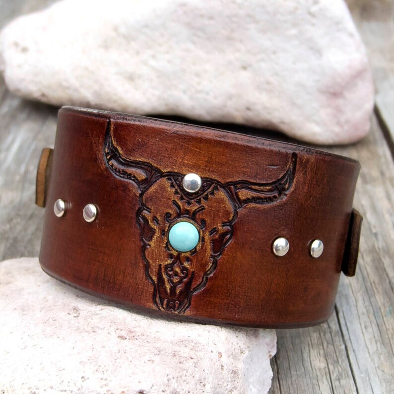 Mens Leather Cuff Bracelet Navajo Style Bracelet Totem Etsy