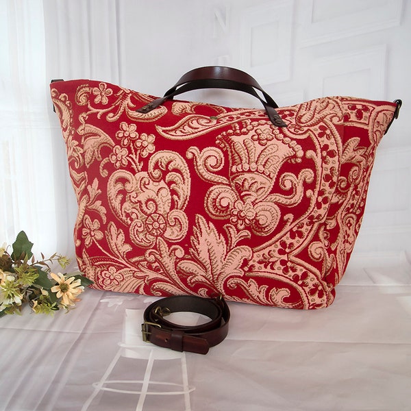 Large Baroque carpet bag, Baroque tapestry shoulder bag, Woven Baroque rug handbag, Travel, Weekender, Everyday bag