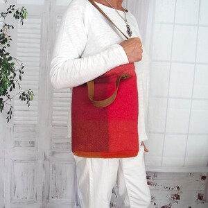 Bohemian wool blanket handbag bag,  Everyday wool shoulder bag, Wool plaid bag