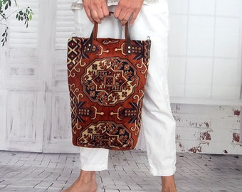 Exotic Vintage carpet handbag, Crossbody velvet carpet bag, Everyday hippie carpet bag