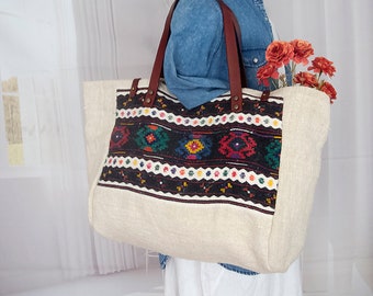 Large tote bag, European woven Kilim style large shoulder bag, Shopper, Travel bag, Everyday ethnic bag