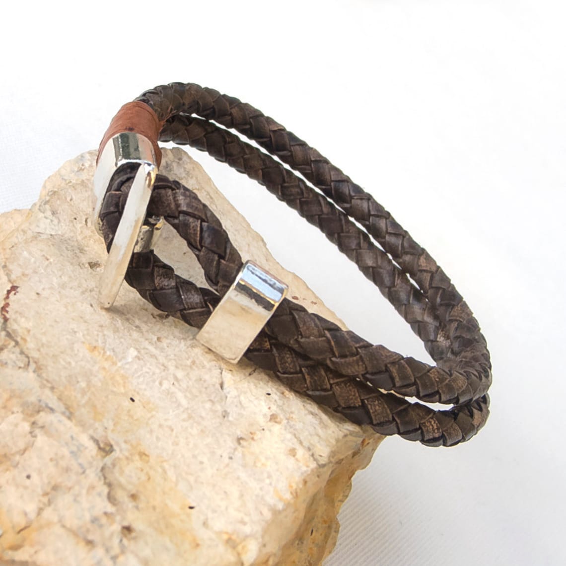 Mens leather bracelet etsy Outlet