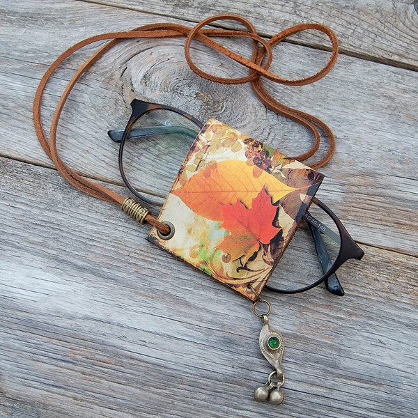 Eyeglasses or pen holder necklace, Leather long necklace, Eye ware Accessory, Boho leather necklace for glasses and pens