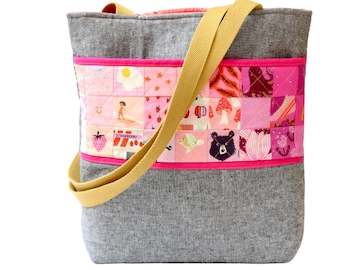 Bolso tote Cloudburst con patrón PDF y patchwork