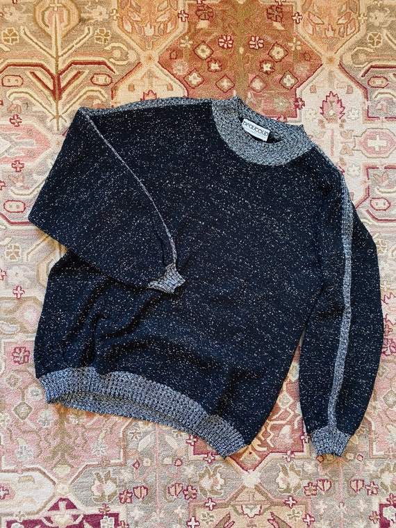 Vintage Sparkling Silver Glitter Pull Over Sweater - image 1