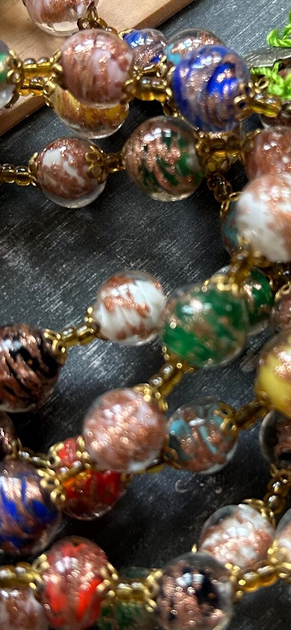 Vintage Italian Venetian Murano Sommerso Glass Bead Necklace View 3