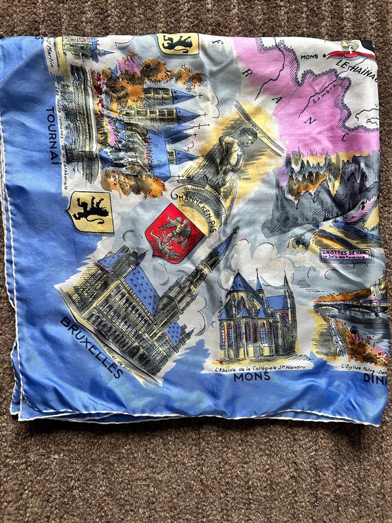 Vintage Silk Scarf Brussels Souvenir