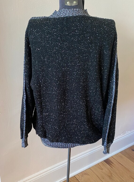 Vintage Sparkling Silver Glitter Pull Over Sweater - image 5