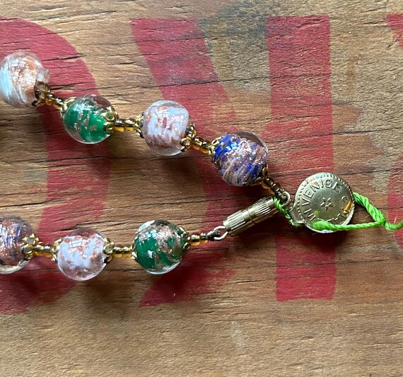 Vintage Italian Venetian Murano Sommerso Glass Bead Necklace
