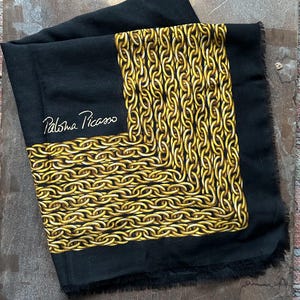 Foulard Carré Vintage Picasso En Polyester - Multicolore Géométrique - Fait Main Italie