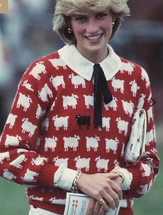Princess Diana Style Sheep Sweater: Red Cotton Knit - Etsy