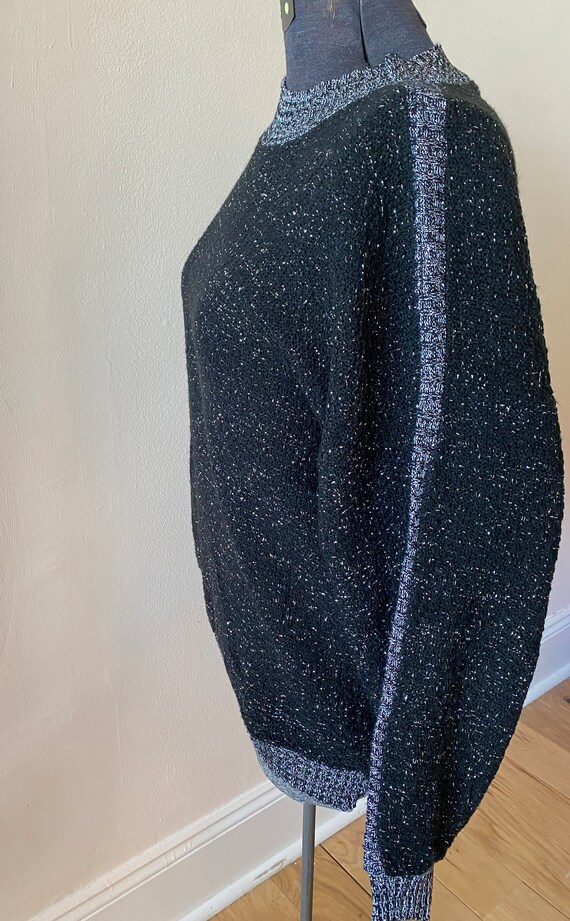 Vintage Sparkling Silver Glitter Pull Over Sweater - image 3