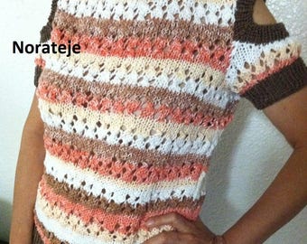 Sandstone striped summer knit shirt pattern
