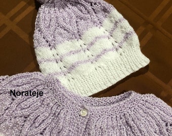 Sweater Lavander with hat, size 3 - 4 years old