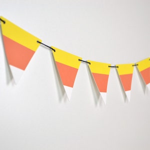 Halloween Garland – Candy Corn Paper Pennant Banner, 6ft Decoration for Home or Party