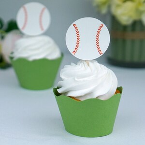 Baseball Cupcake Topper/ Appetizer Picks Set of 24
