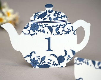 Ginger Jar Teapot Table numbers Rectangular | Chinoiserie banquet | wedding bridal / baby showers |  bat mitzvah | elegant party decor