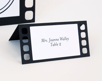 Movie film Tent Place Cards Set of 24 | wedding name cards, bar mitzvah escort cards, banquet labels