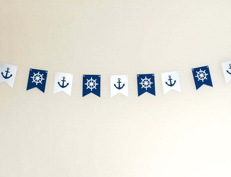 Nautical theme Garland Navy and Silver 5ft | Etsy