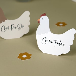 Marque-places en forme de poulet Étiquettes pour aliments, Décoration de fête, Lot de 24 BW61612