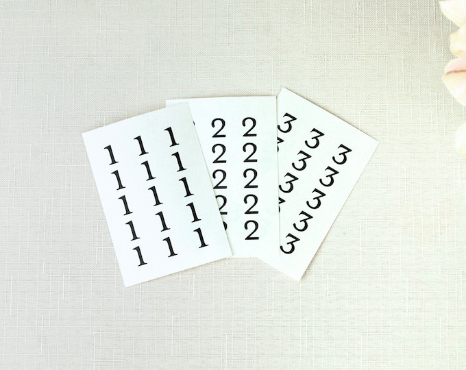 Table Number Stickers Elegant Serif Font Etsy