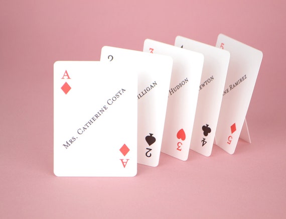 Playing Card Place Cards | casino themed | magic party | alice in wonderland | poker night | las vegas wedding | bar mitzvah escort cards Il_570xn