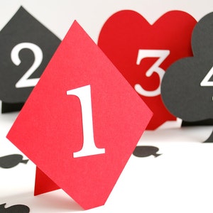 Números de mesa com tema de cassino de cartas de baralho