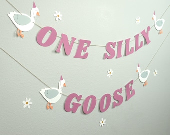 One Silly Goose Garland Pick your colors- Baby Shower Birthday Party Decor BW51778