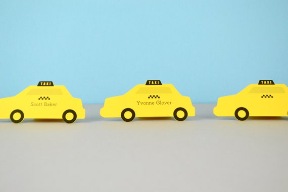 Taxi Place Cards Set of 24 | City party | New York | Bar Mitzvah | Transportation party Il_570xn
