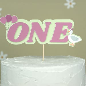 ONE Silly Goose on the Loose Cake Topper- Choose Colors and Kind - First Birthday Cake Topper BW51778