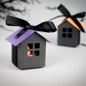 Halloween House Luminary Favor Box Set of 12 | Halloween Coworkers Gift, trick or treat, favors