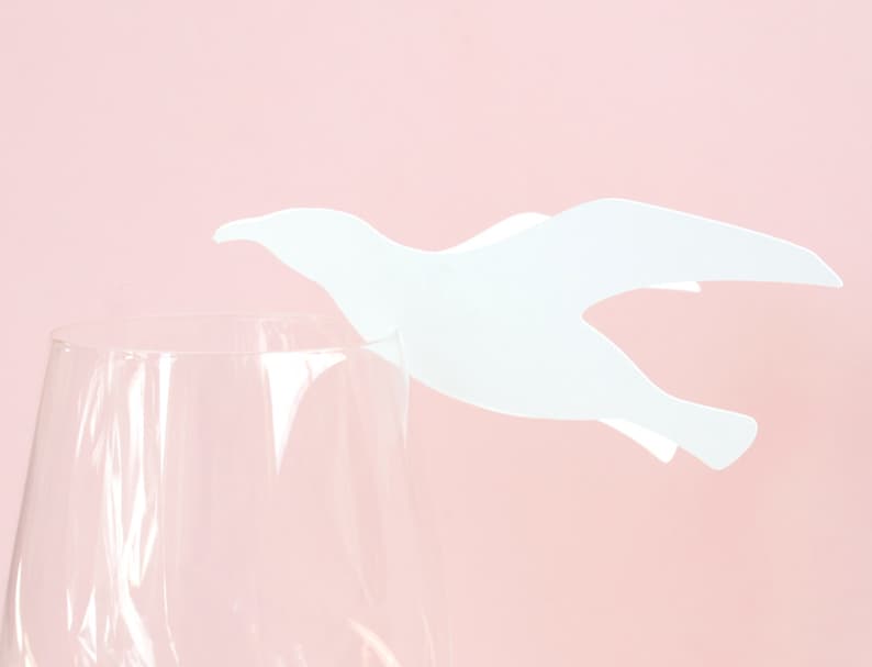 Seagull Wine Glass Place Cards Set of 20