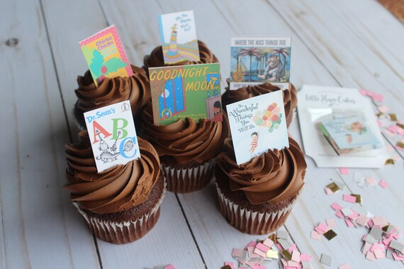 Essbare Buch Druck Cupcake Topper Buch Kunst Buch Etsy
