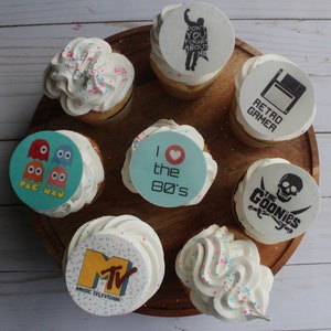 80&#39;s Themed Cake Toppers | 1980| Edible Wafer Toppers | 12 Toppers